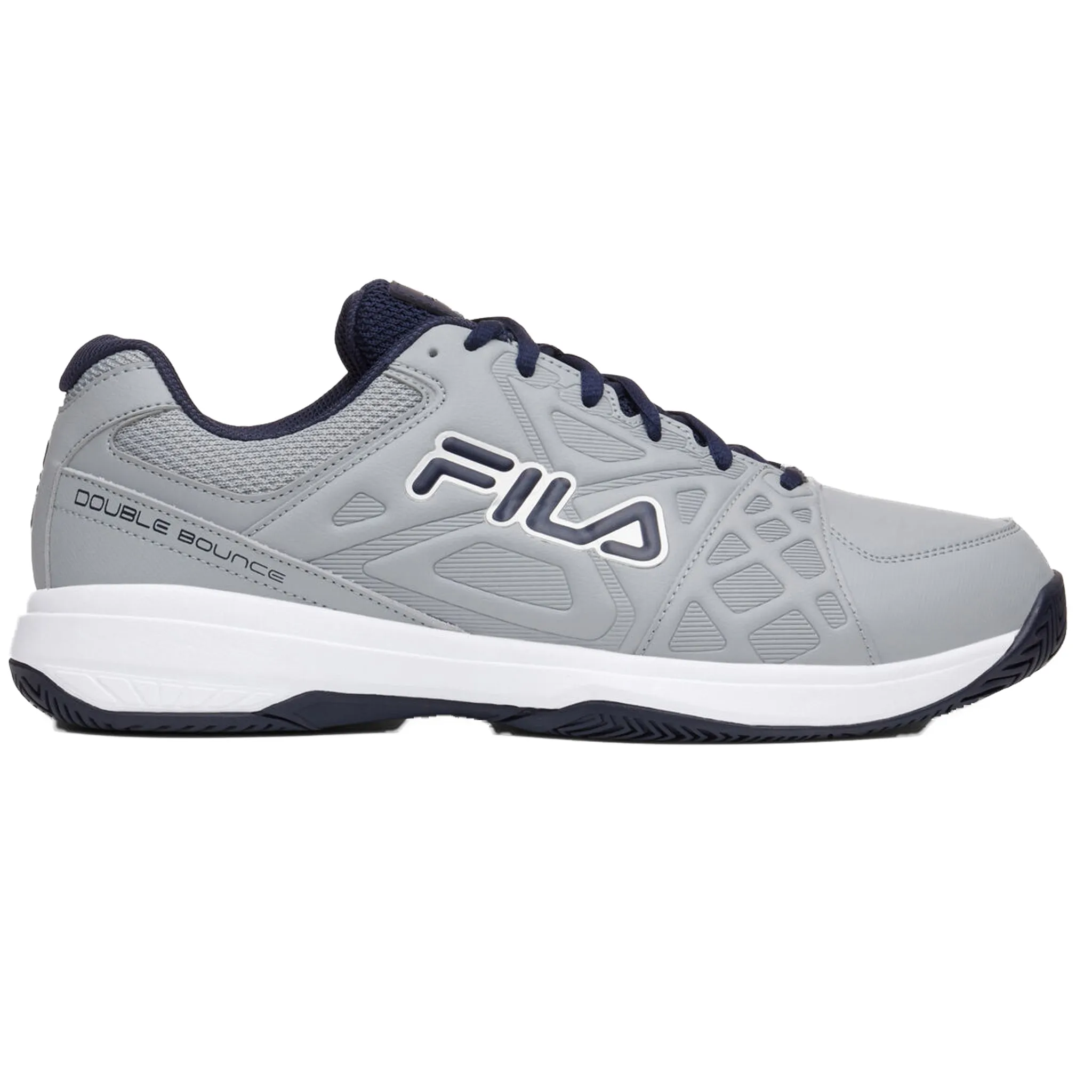 Animal Print Pattern for long - distance walking Fila Men's 1PM01800 256 Double Bounce 3 Highrise Navy Metallic Silver Pickleball Shoes