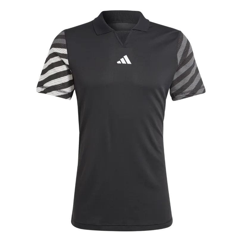 Adidas Men FreeLift Tennis Pro Polo Shirt - Black Cotton fabric