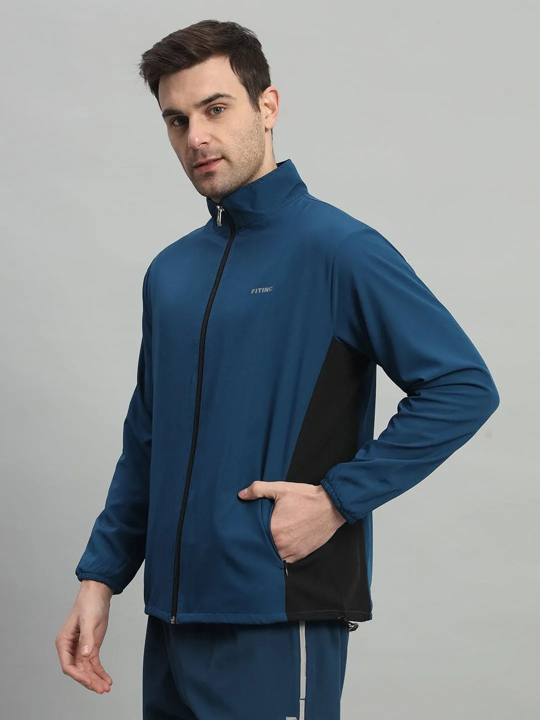 Calm Ease Two-Tone Sports Jacket - Airforce & Black