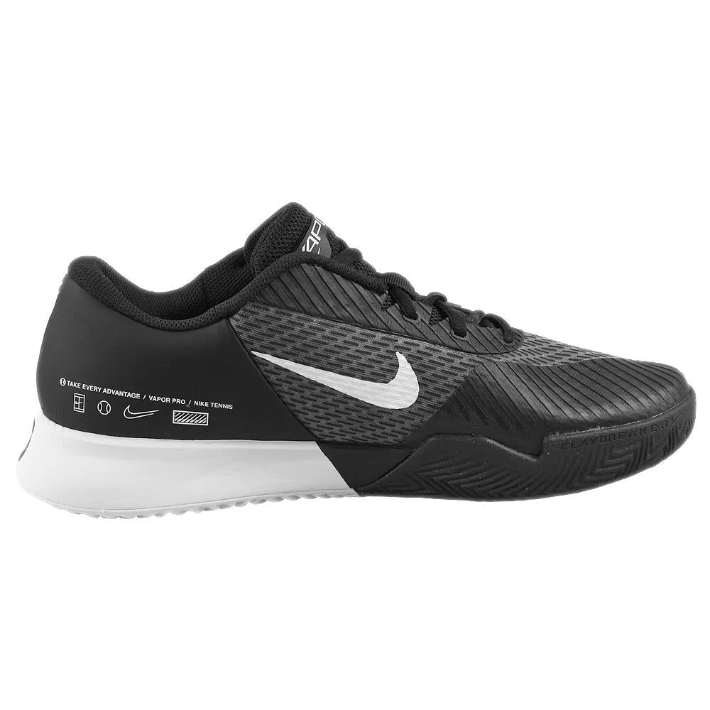 Nike Men's Air Zoom Vapor Pro 2 - Clay - Black/White Surgical Grade Elastomers High Rebound Insole