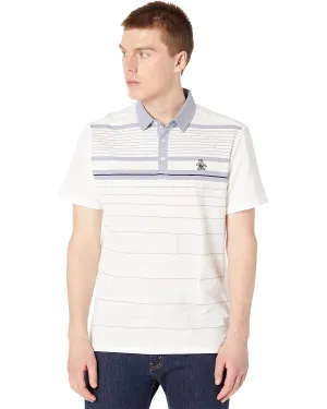 Easy Care Original Penguin Mens Heritage Fine Line Stretch Golf Polo Shirt - BRIGHT WHITE