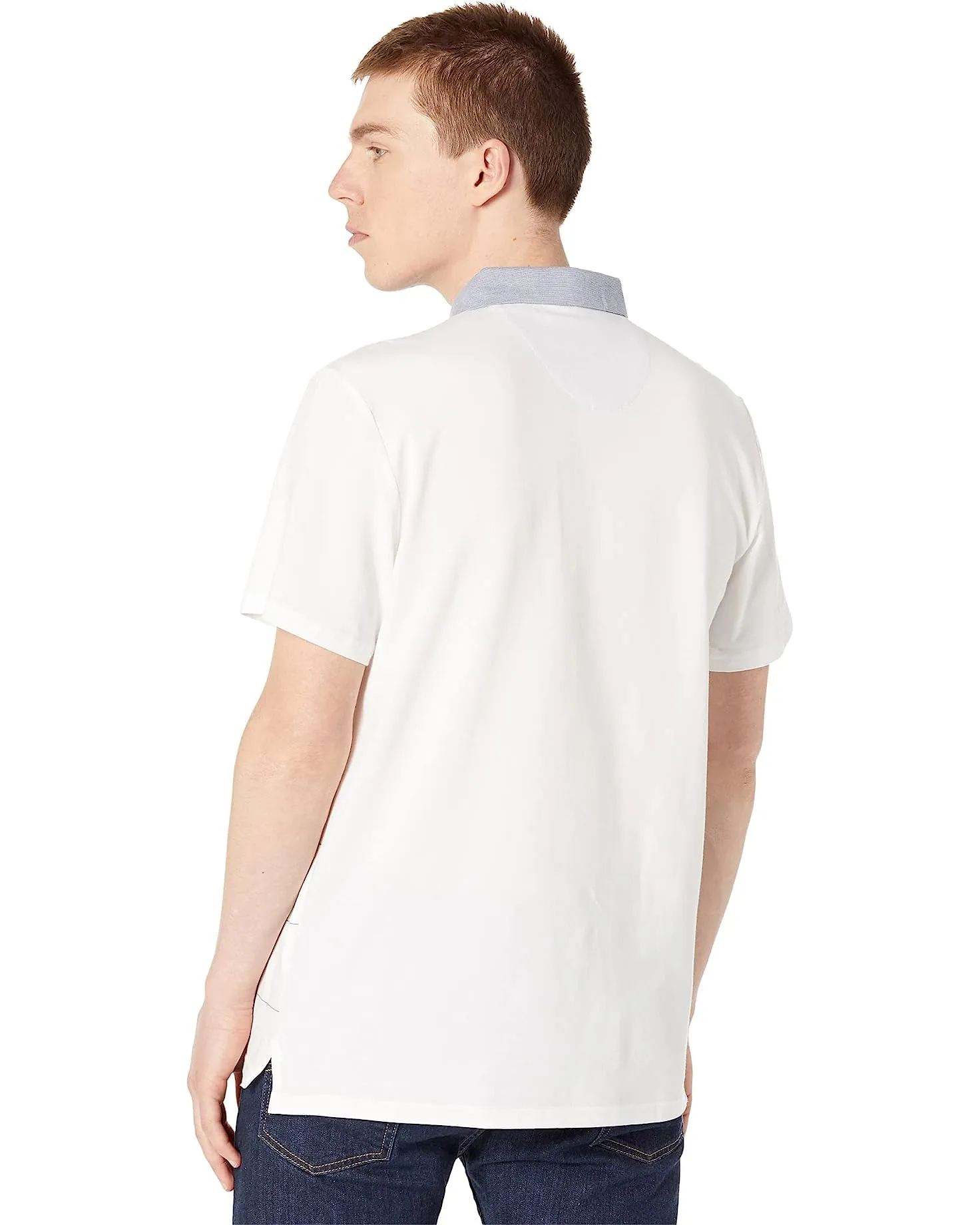 Soft Feel Original Penguin Mens Heritage Fine Line Stretch Golf Polo Shirt - BRIGHT WHITE