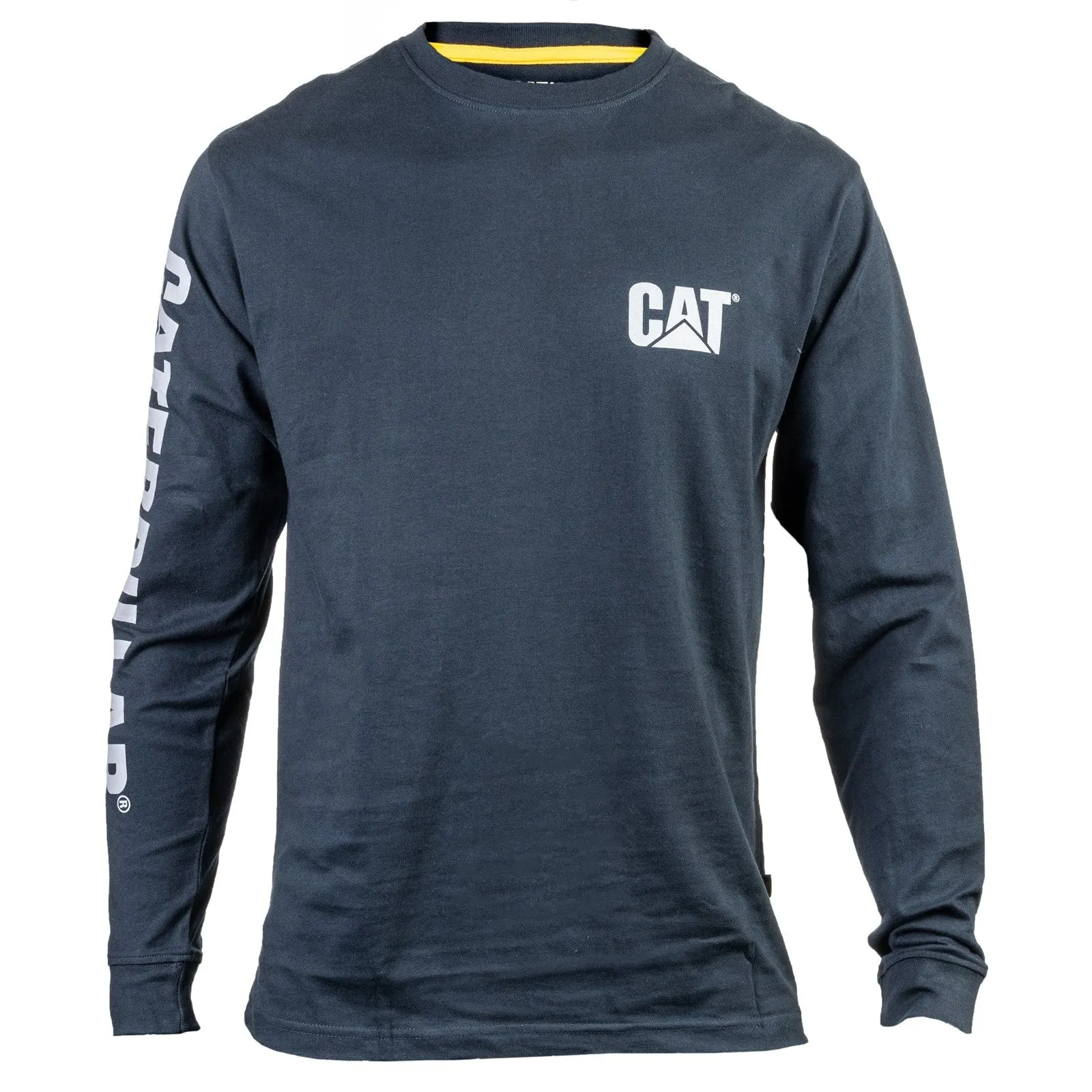 Sporty Layer Minimalist Design Caterpillar Trademark Banner Long Sleeve T Shirt