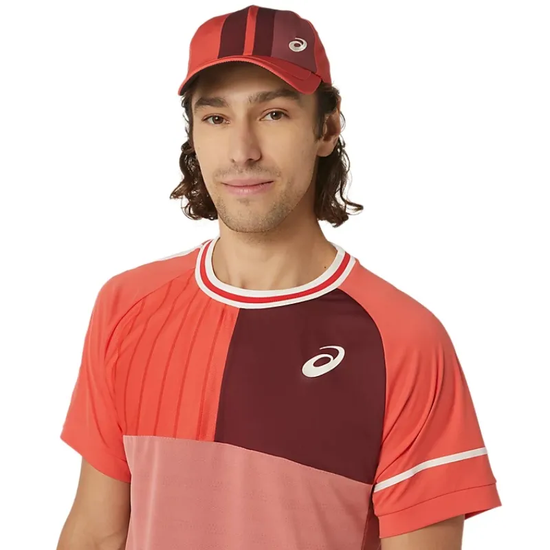 Asics Match Short Sleeve Mens Tennis Top - Red Snapper Soft Feel
