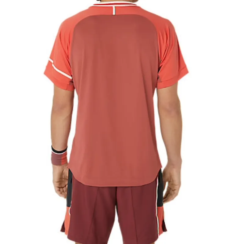 Asics Match Short Sleeve Mens Tennis Top - Red Snapper Versatile Comfort Style