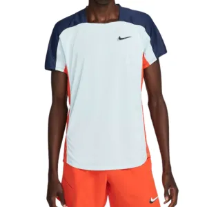Wrinkle Free Fabric BioBased Fibers Nike Court Dri-FIT ADV Slam Men's Tennis Top - Glacier Blue Midnight Navy Black