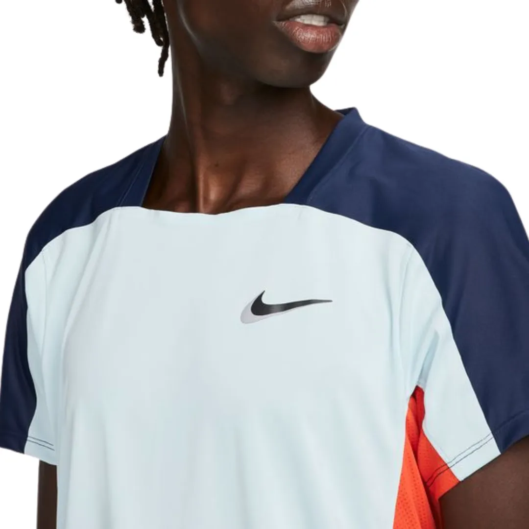 Nike Court Dri-FIT ADV Slam Men's Tennis Top - Glacier Blue Midnight Navy Black Relax Fit Design Anti Odor Treatment
