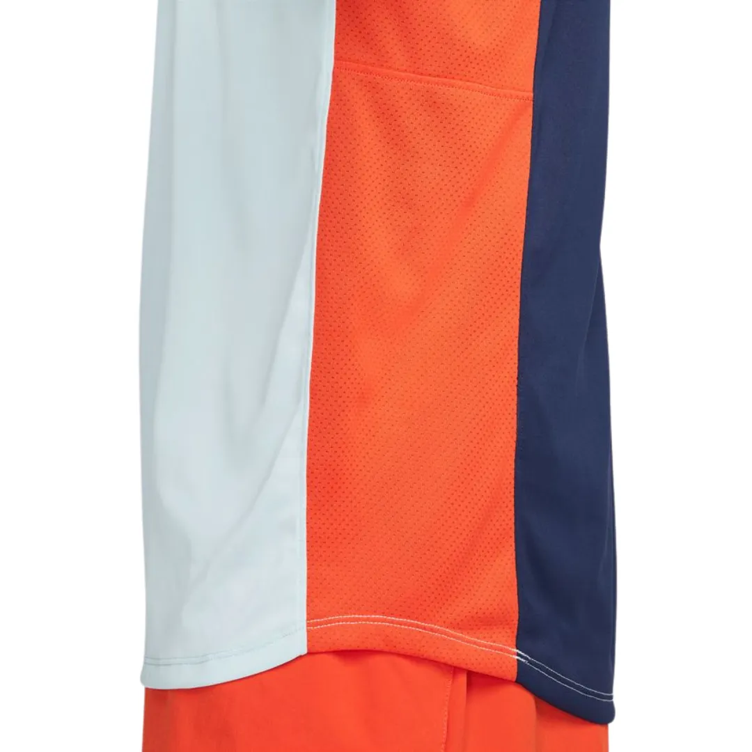 TemperatureControl Fabric Fashion-Forward Look Nike Court Dri-FIT ADV Slam Men's Tennis Top - Glacier Blue Midnight Navy Black