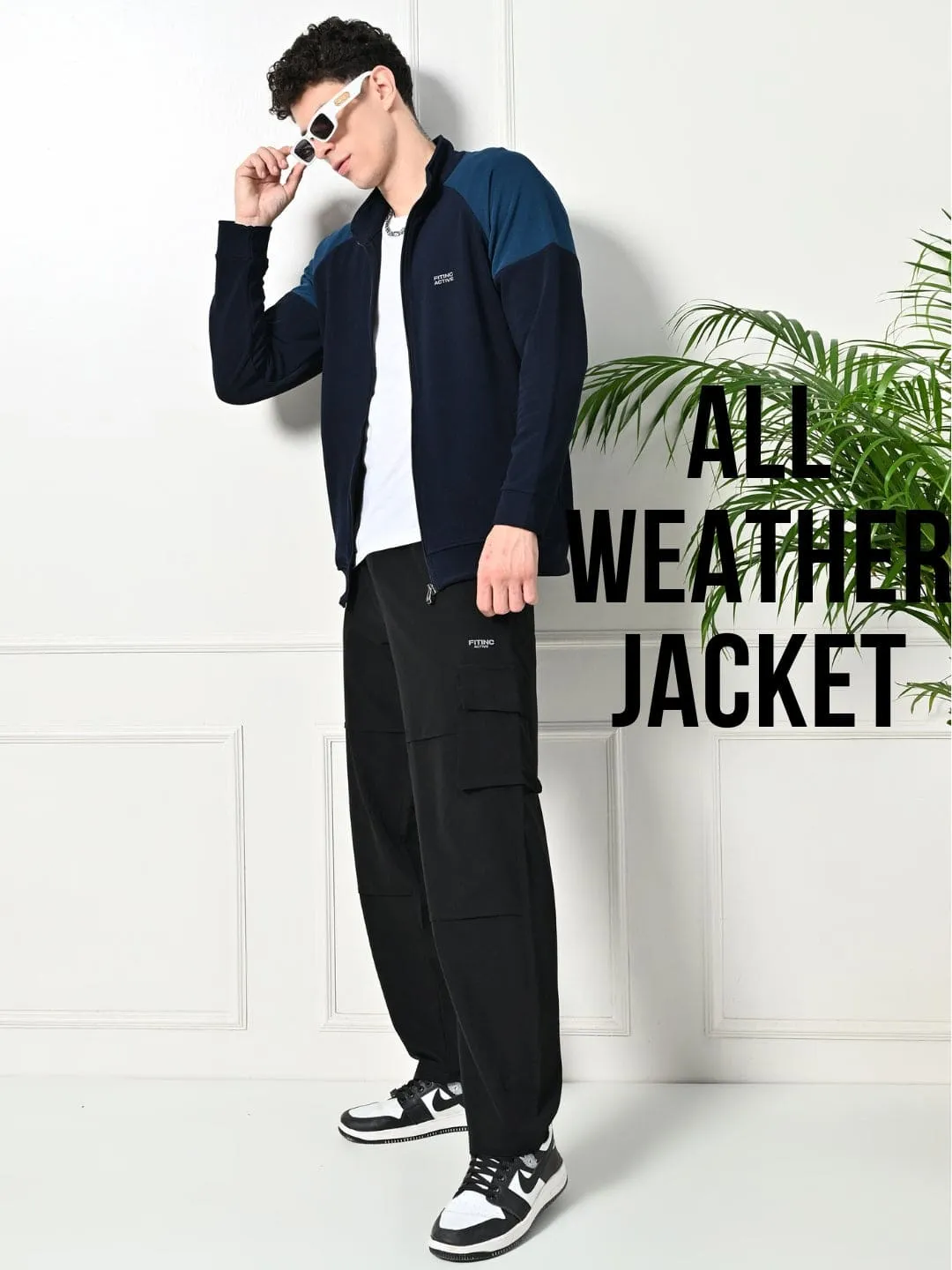 All-Season Navy Blue Durable Jacket Brunch Fit