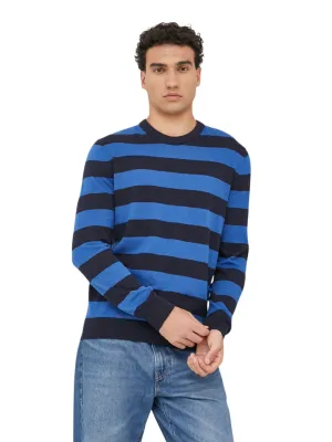 comfortable top Men's  Striped Sweater,Black\Blue