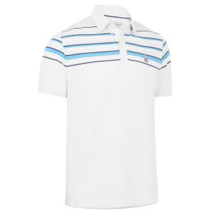 Chill Wear Original Penguin Mens Slub Color Block Striped Stretch Golf Polo Shirt - BRIGHT WHITE