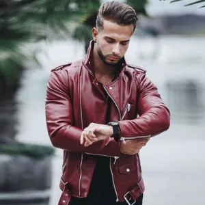 ElasticFree Cuffs Downtown Cool West Louis? Style PU Leather Jacket