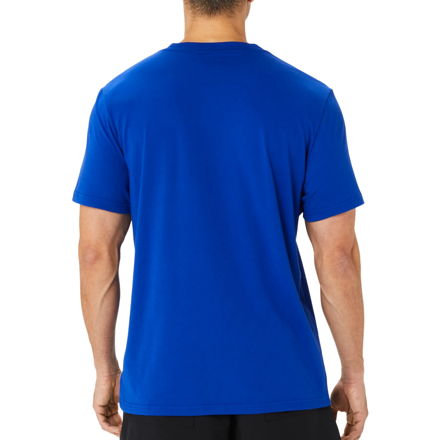 Asics Seasonal Logo Graphic Short Sleeve Men Tennis Top - Blue Rayon blend Cool Weather Wear