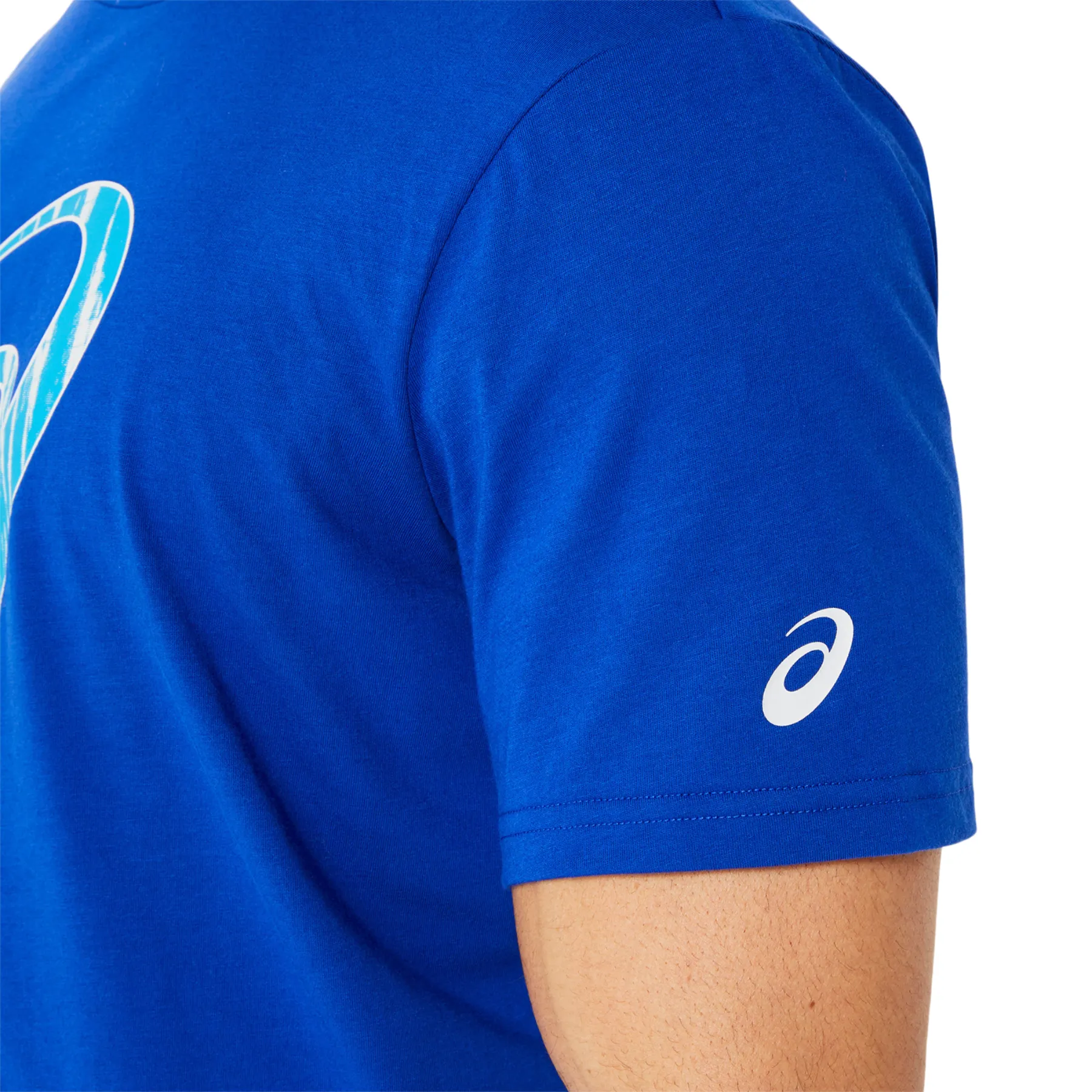 Essential Top Asics Seasonal Logo Graphic Short Sleeve Men Tennis Top - Blue