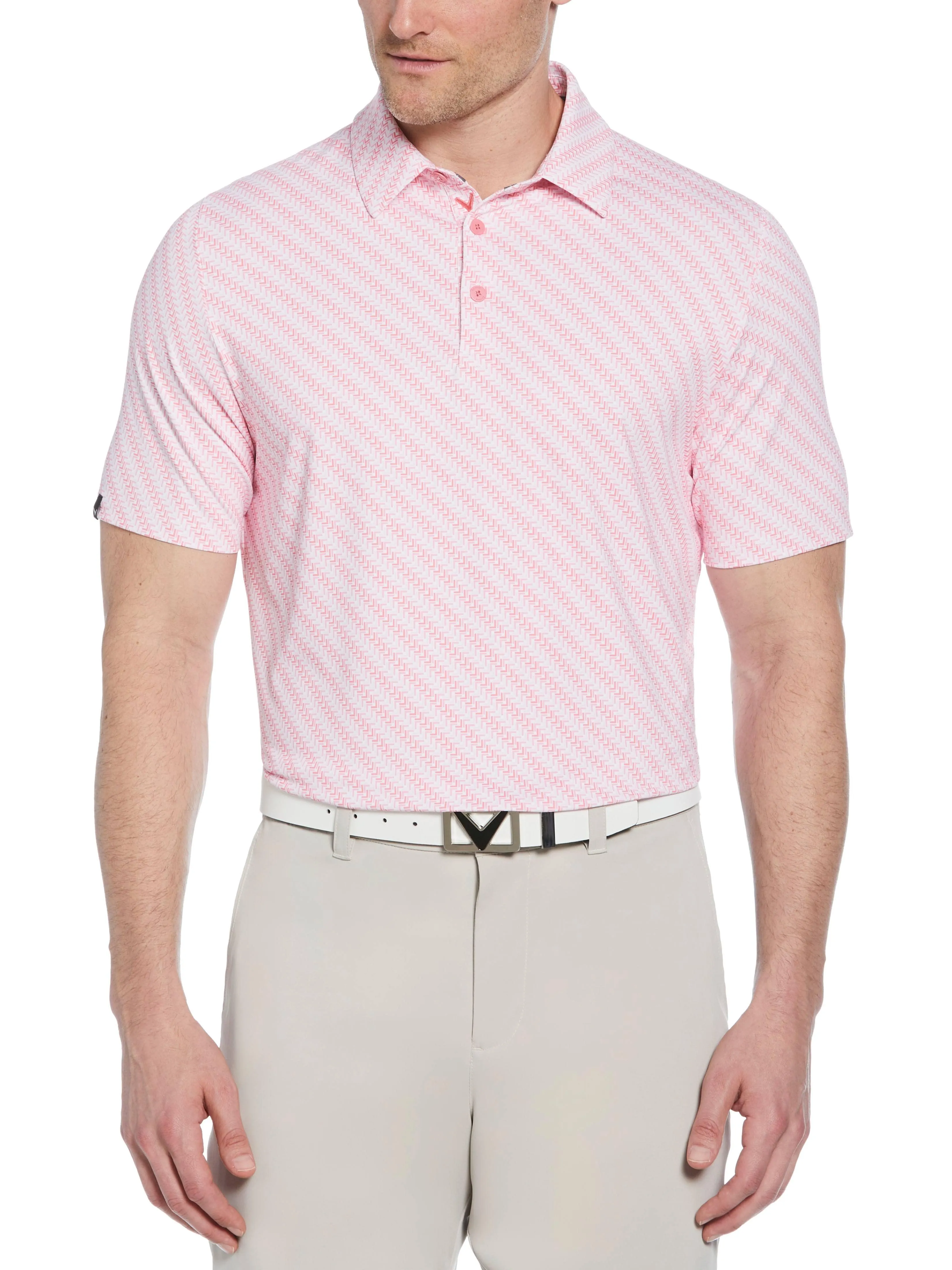 Mens Chevron Twill Print Polo Premium Top