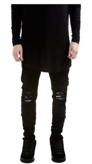 Relax Mode West Louis? Designer Black Ripped Torn Jeans