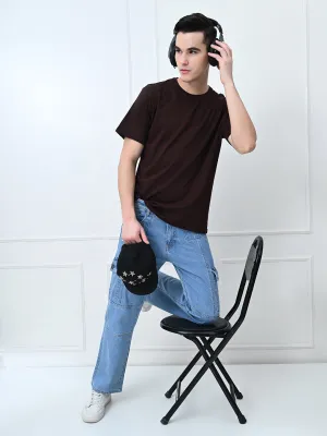 Moisture Management Comfy 100% Cotton Solid Regular Fit Tee - Coffee