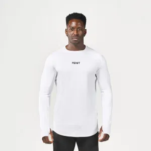 Performance Long Sleeves Tee - Cotton White Comfort Stretch Fit