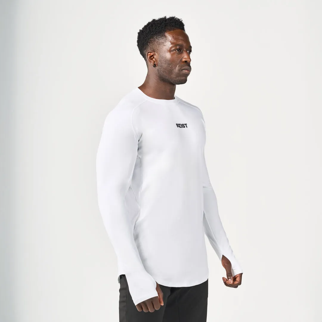 Perfect for Layering Reinforced Shoulder Performance Long Sleeves Tee - Cotton White