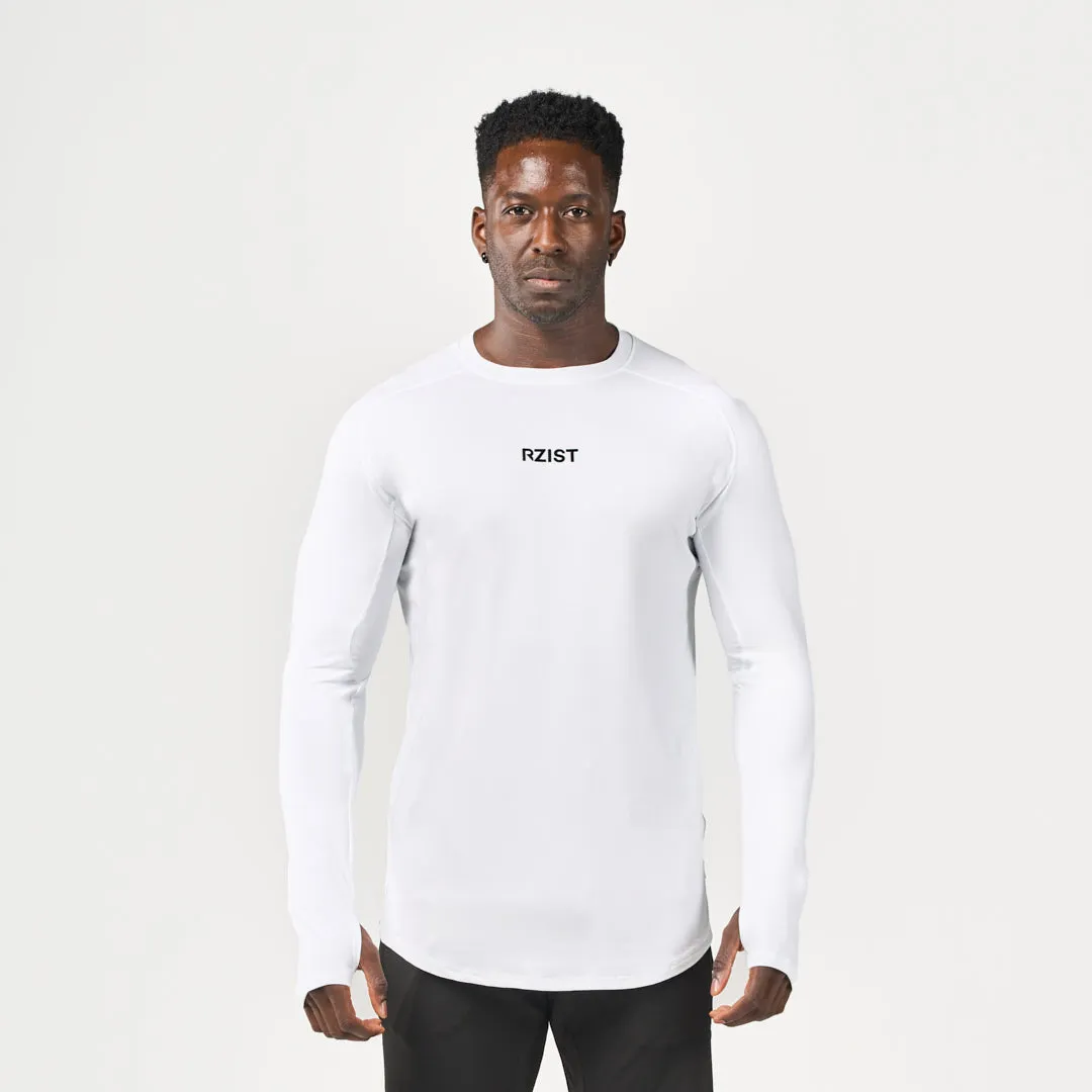 Performance Long Sleeves Tee - Cotton White Comfort Stretch Fit