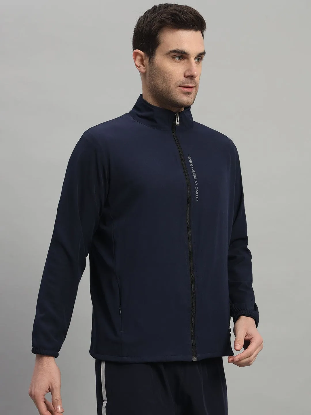 Professional Fit Sports Jacket with Concealed Zippers - Navy Blue