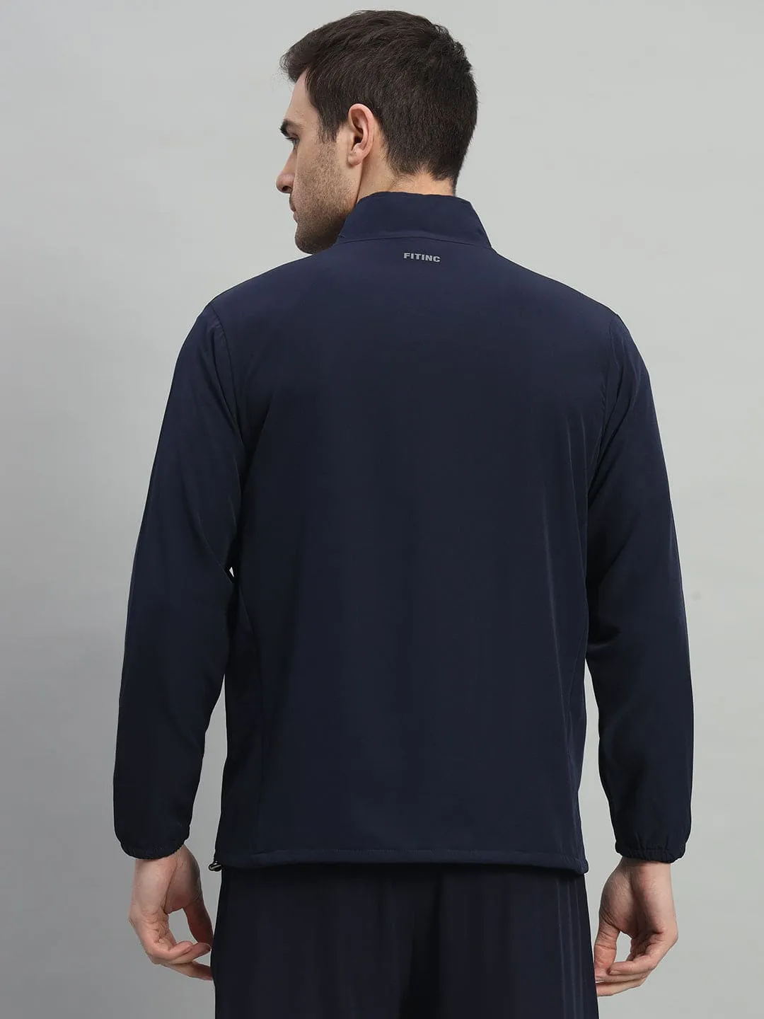Sports Jacket with Concealed Zippers - Navy Blue Layer Light Road Look