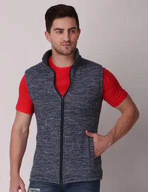 NonRestrictiveFit Roomy Design Ultra-Warm Fleece Jacket - Melange Navy Blue