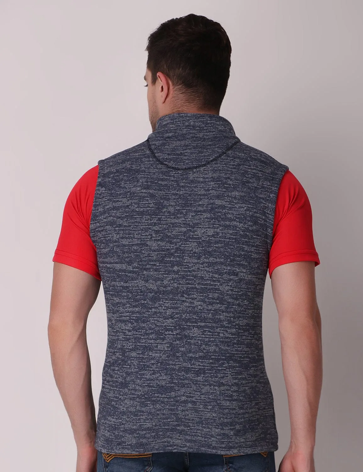 Flexible Joints Ultra-Warm Fleece Jacket - Melange Navy Blue